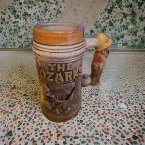 Vintage NAPCOWARE 7" THE OZARKS Beer STEIN MUG HILLBILLY HANDLE Whiskey Souvenir